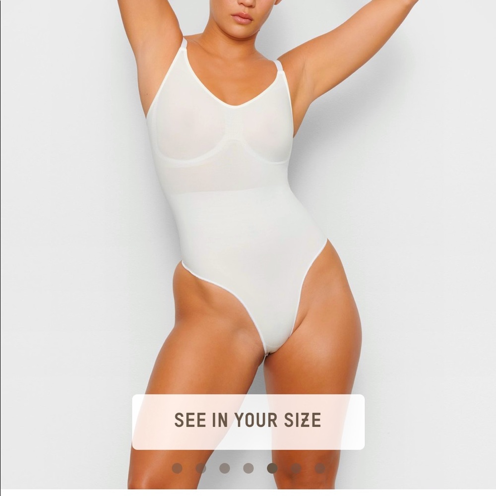 NWT SKIMS marble thong bodysuit L/XL bridal line